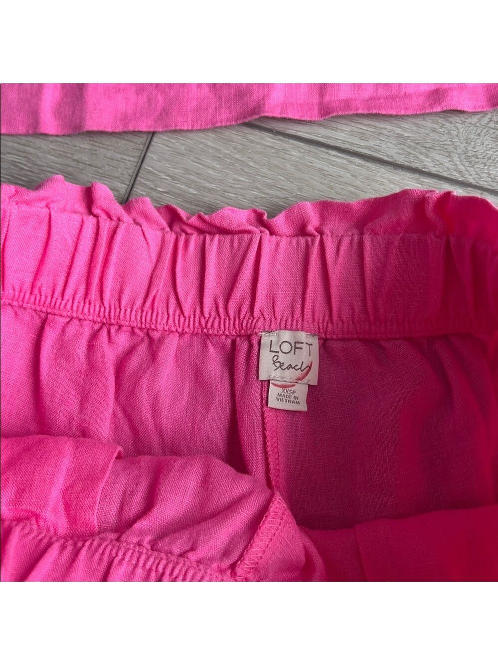 LOFT linen two piece set Bright Pink beach shorts and button up top xxs - Picture 6 of 9